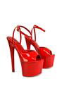 Red XY LONDON Red 'Sunshine' Strappy Peep Toe Stiletto High Heel Platform Shoes, Image 4 of 5