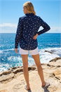 Navy  Shell Embroidered Shirt, Image 3 of 4