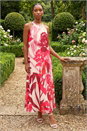 Red Petite Floral Halter Neck Shift Dress, Image 2 of 4