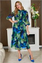 Navy Julianna Printed Chiffon Bow Midi Dress, Image 1 of 4