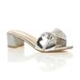 Silver Mid Block Heel Diamante Bow Mules Sandals, Image 1 of 8