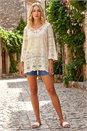 Natural  Cotton Crochet Tunic Top, Image 2 of 4