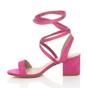 Fuchsia AJVANI Fuchsia Mid Block Heel Tie Up Sandals, Image 3 of 6