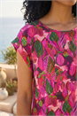 Pink Leaf Print Shell Top, Image 4 of 4