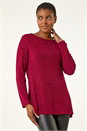 Red Glitter Cowl Back Stretch Tunic Top, Image 4 of 5