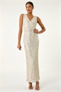 Silver Sequin Side Twist Wrap Maxi Dress, Image 1 of 5