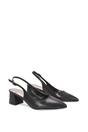 Black 'Virelai' Shimmer Low Block Heels With Slingback, Image 3 of 6
