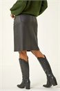 Black Coated Stretch A-Line Skirt, Image 4 of 5