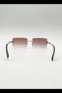 Brown Rimless Rectangle Sunglasses in Brown, Image 6 of 6