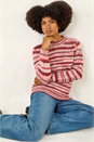 Red Space Dye Stripe Knit Jumper, Image 1 of 5