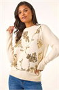Ivory  Sequin Floral Knit Jumper, Image 4 of 5