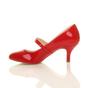 Red Mid Heel Mary Jane Court Shoes, Image 3 of 6