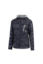 Black Patterned Slim Hooded Jacket, Image 1 of 3