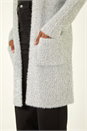 Silver Metallic Longline Knit Cardigan, Image 5 of 5