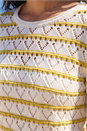 White Stripe Pointelle Knit Jumper, Image 4 of 4
