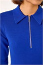 Royal Blue Zip Detail Knitted Dress, Image 5 of 5
