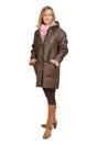 Brown Hooded Sheepskin Leather Coat - Canvas, Image 2 of 4