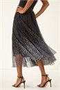Black Polka Dot Print Elasticated Mesh Skirt, Image 4 of 5