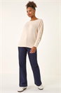 Beige Buttoned Stretch Jersey Top, Image 2 of 5