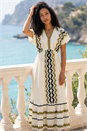 Ivory  Zig Zag Border Boho Maxi Dress, Image 1 of 4