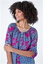 Denim Floral Tile Print Top, Image 1 of 5