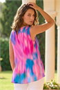Turquoise Petite Abstract Pleated Vest Top, Image 3 of 4