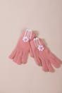 Pink Knit Floral Gloves, Image 2 of 4
