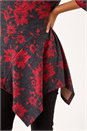 Red Floral Print Hanky Hem Tunic Top, Image 5 of 5