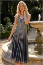 Navy Ribbon Mesh Midi Dress, Image 1 of 4