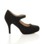 Black AJVANI Black High Heel Mary Jane Court Shoes, Image 2 of 6