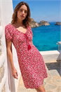 Red Petite Floral Tassel Tie Dress, Image 1 of 4