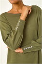 Khaki Button Detail Knitted Stretch Dress, Image 5 of 5