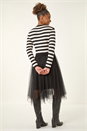 Black Stripe Print Mesh Midi Dress, Image 3 of 5