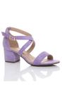 Lilac AJVANI Lilac Mid Block Heel Crossed Straps Sandals, Image 1 of 5