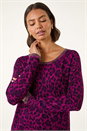 Magenta Animal Print Embellished Trim Jumper, Image 3 of 4