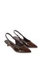 Brown XY LONDON Brown 'Jenny' Pointed Toe Low Kitten Heel Slingback Pumps, Image 4 of 6