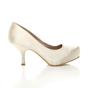Ivory Mid High Heel Satin Court Shoes, Image 2 of 8