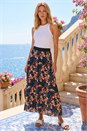 Multi  Ditsy Floral Print Pleated Stretch Skirt, Image 2 of 4