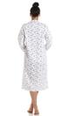 Blue Camille Lingerie Blue Heavyweight Floral Long Sleeve Jersey Nightdress, Image 4 of 5