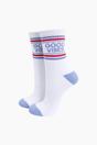 White Good Vibes Novelty Cotton Sports Socks, Image 1 of 4