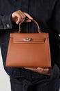 Tan Lluvia Top Handle Satchel Mini Tote Bag With Turn-Lock Closure, Image 2 of 8