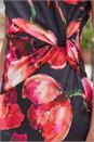 Black Floral Printed Wrap Detail Midi Dress, Image 4 of 4
