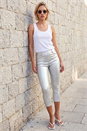 Silver Metallic Coated Crop Jeggings, Image 2 of 4