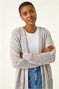 Grey Soft Chenille Hooded Cardigan, Image 4 of 5