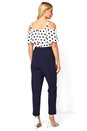 Navy  Polka Dot Print Cold Shoulder Jumpsuit, Image 2 of 3