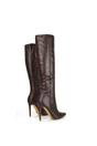 Brown 'Nora' Pointed Toe Zip Up Knee High Stiletto Heel Long Boots, Image 3 of 3