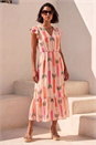 Light Pink Dusk Palm Shimmer Frill Maxi Dress, Image 1 of 4