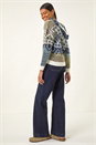 Grey Jacquard Hooded Knit Jumper, Image 3 of 5