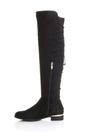 Black Elastic Tie Up Riding Knee High Boots, Image 3 of 6