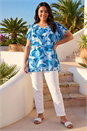 Blue Curve Abstract Print V-Neck Top, Image 2 of 4